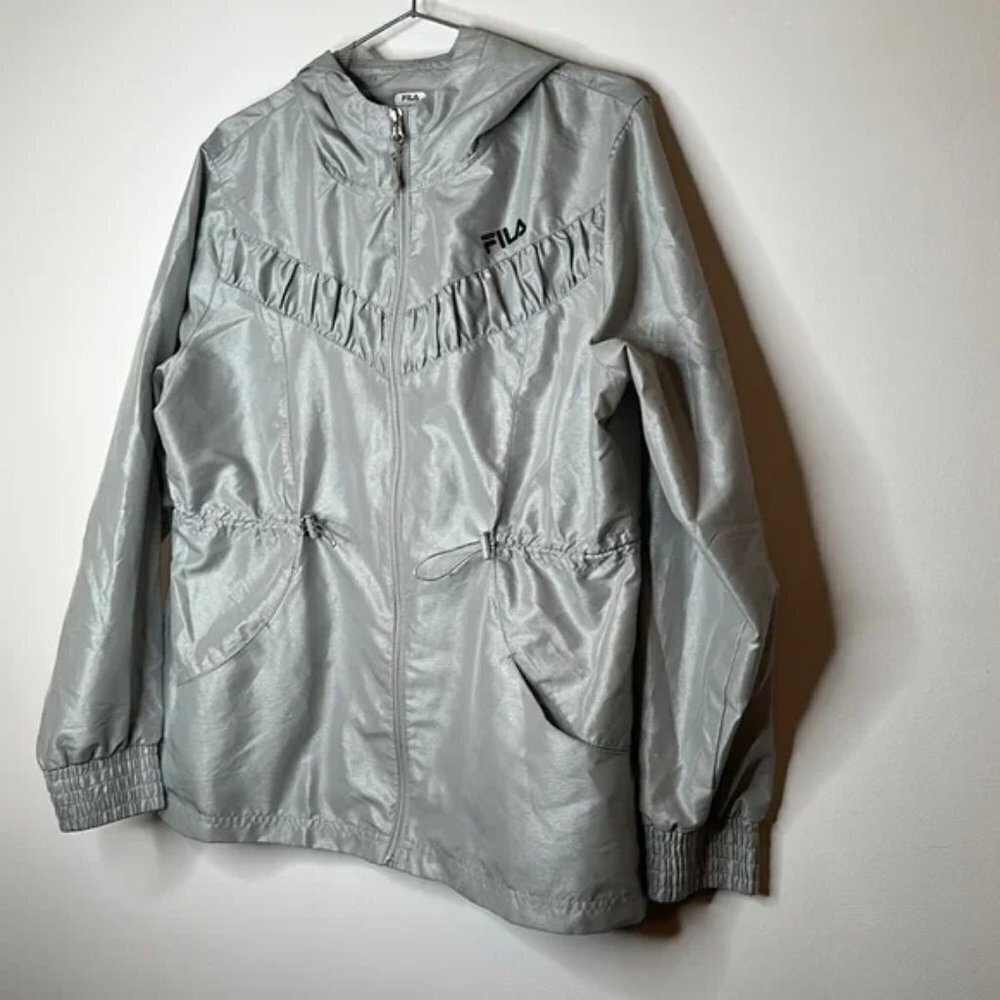 Fila Sports Vinyl Ruched Embellished Windbreaker